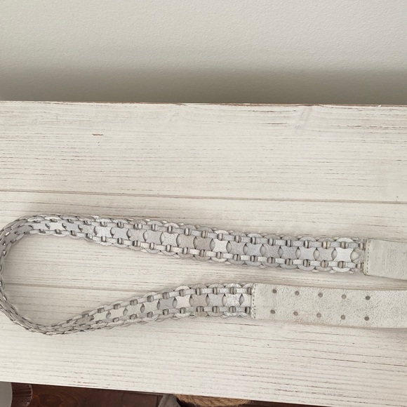 Michael Kors Ivory Braided Belt with Silver Buckle - Picture 5 of 6